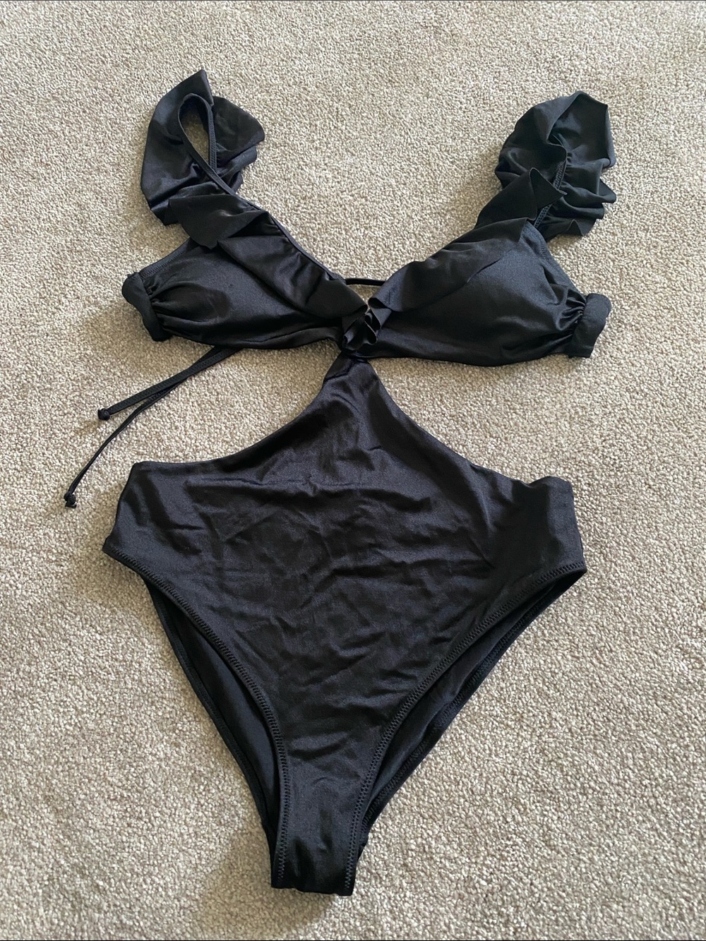 H&M Black Monokini Swimsuit with Ruffle Straps